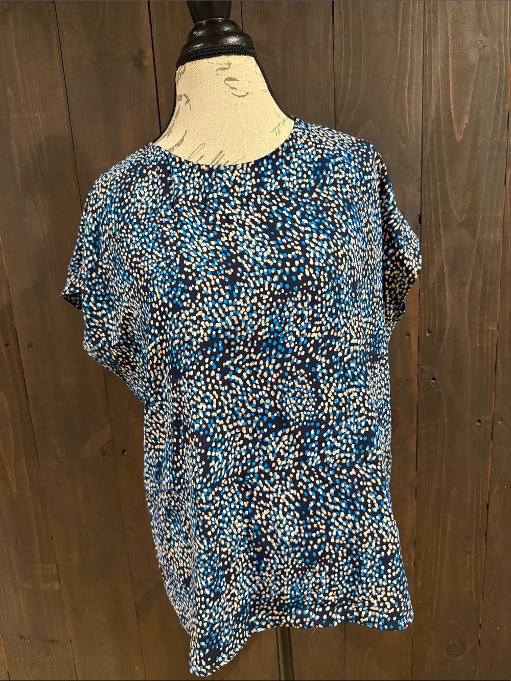 Halogen Navy Blue Speckled Short Sleeve Blouse